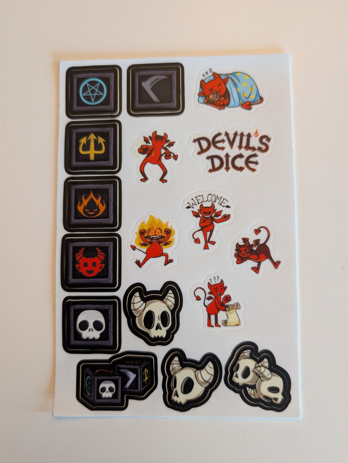 Devils Game Signs Devil's Dice - sticker sheet – The Devil May Care Games